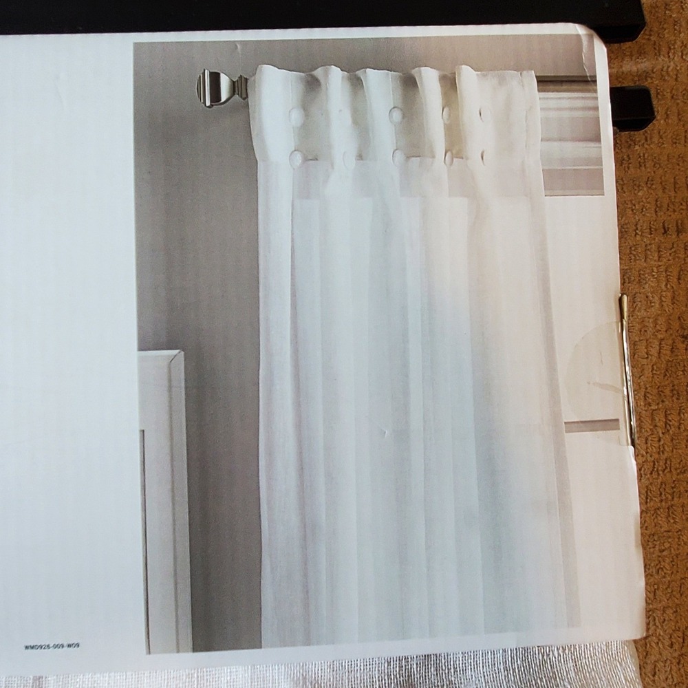 DKNY Downtown Sheer White Curtain Panels 2pk 96in Back Tab Inverted Pleat 042263